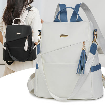 Oxford Cloth Stitching Women'S Backpack Anti-Theft Back Zipper Girls Schoolbag Casual Travel Double Shoulder Backpack - Korvel