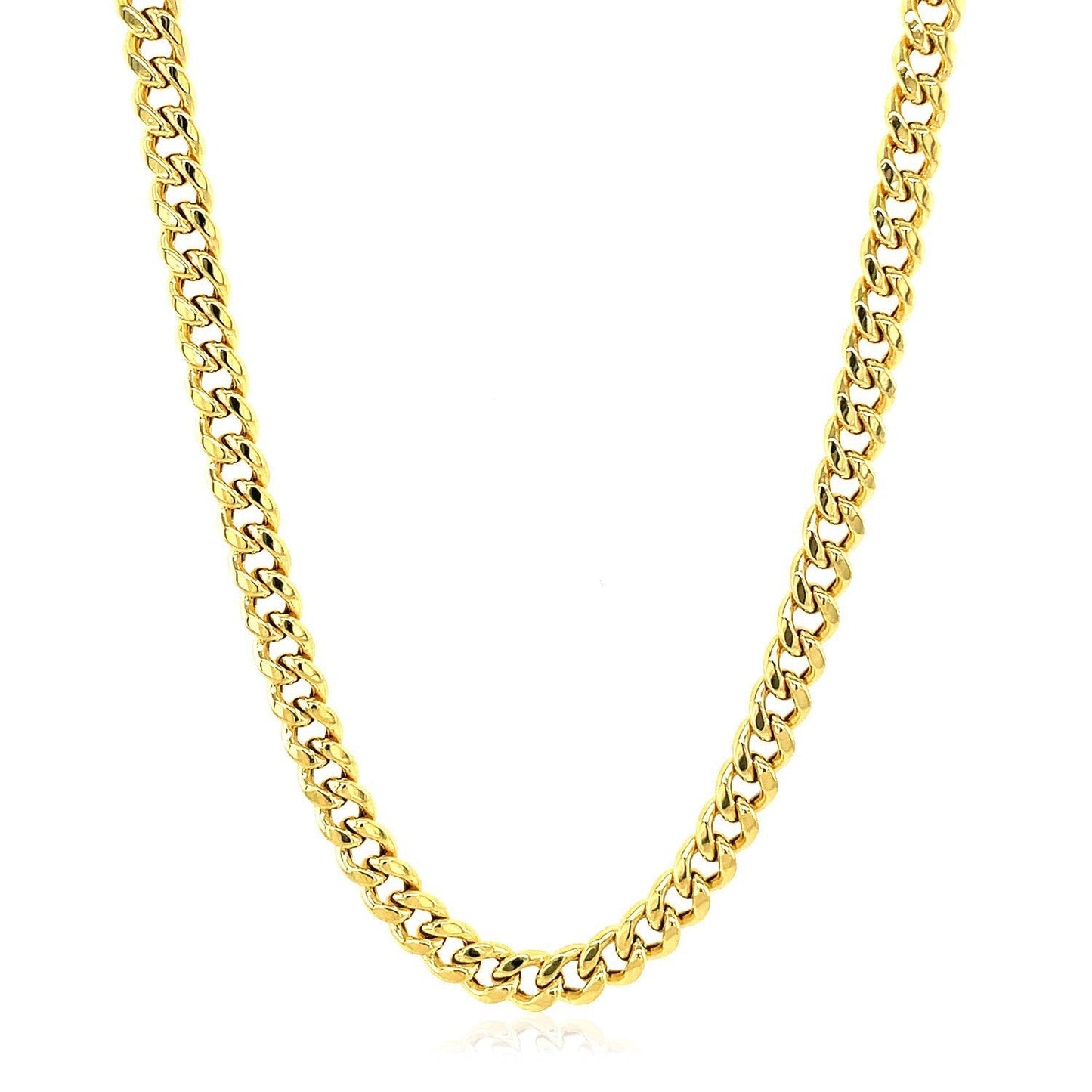 Cadena Miami Cubana Semi Sólida de Oro Amarillo de 10k - 4.50 mm