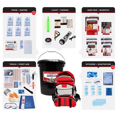 WSK 5-Person 72-Hour Emergency Survival Bucket Kit - Korvel