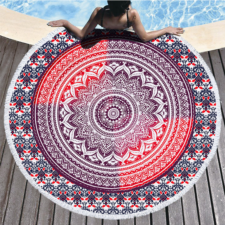 Round Printed Microfiber Beach Towel