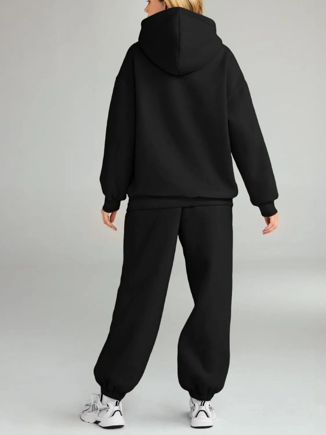 Plus Size Kangaroo Pocket Hoodie and Joggers Set