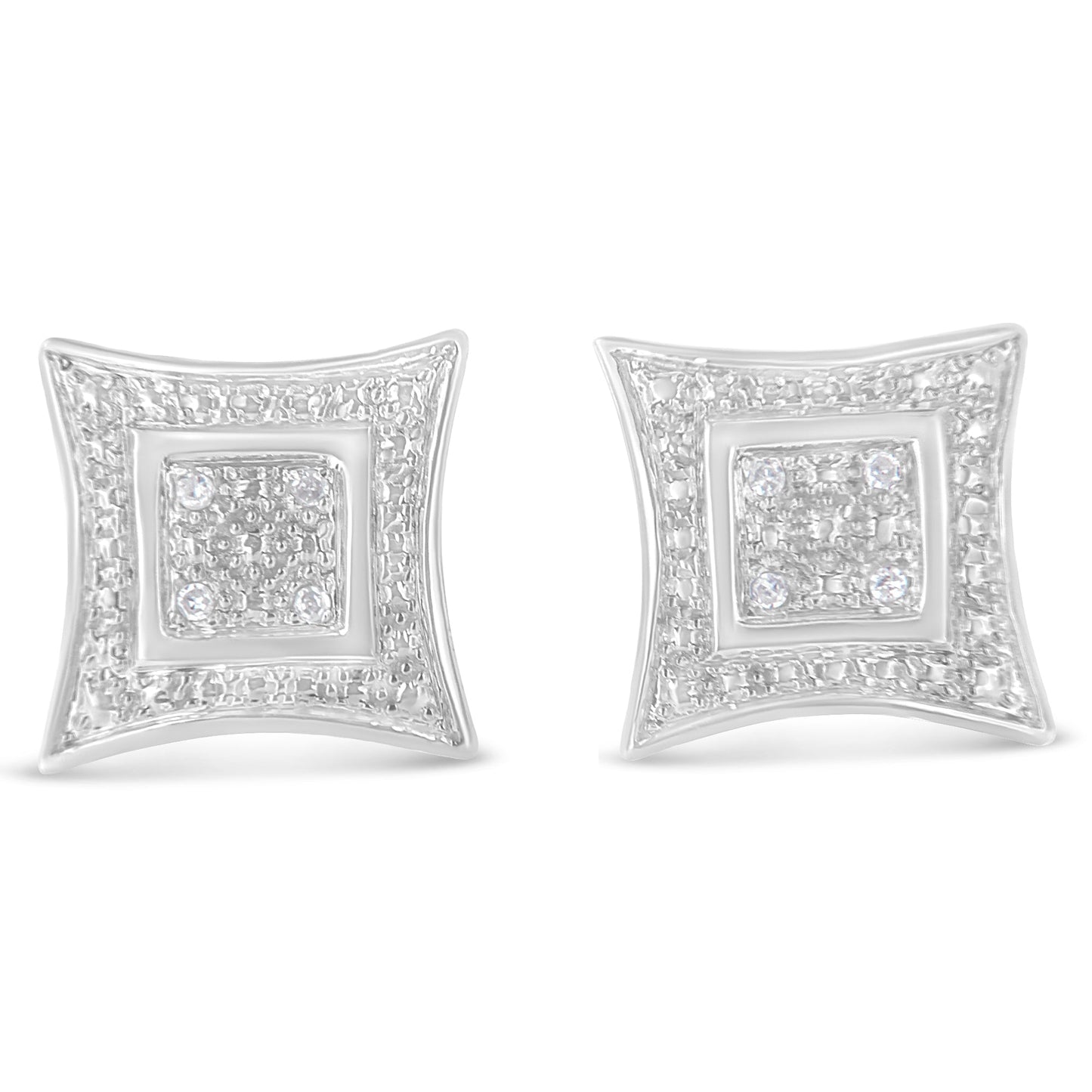 .925 Sterling Silver Diamond Accented Star Halo-Style Stud Earrings