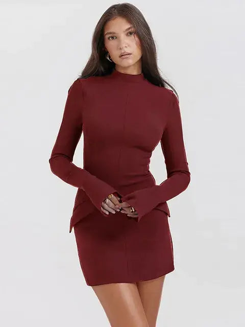 Robe Mini Bleu Foncé Taille Haute Élégante