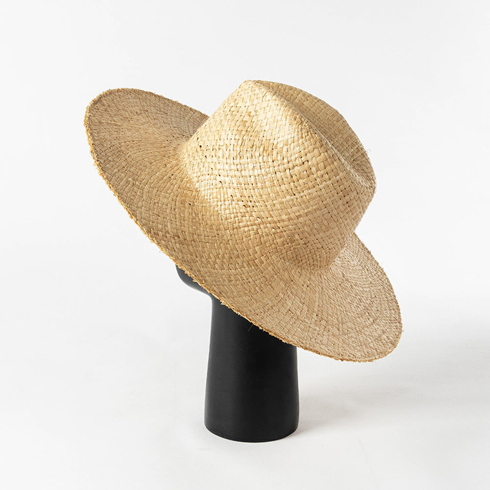 Hand-Knitted Raffia Big Brim Sun Hat for Spring & Summer