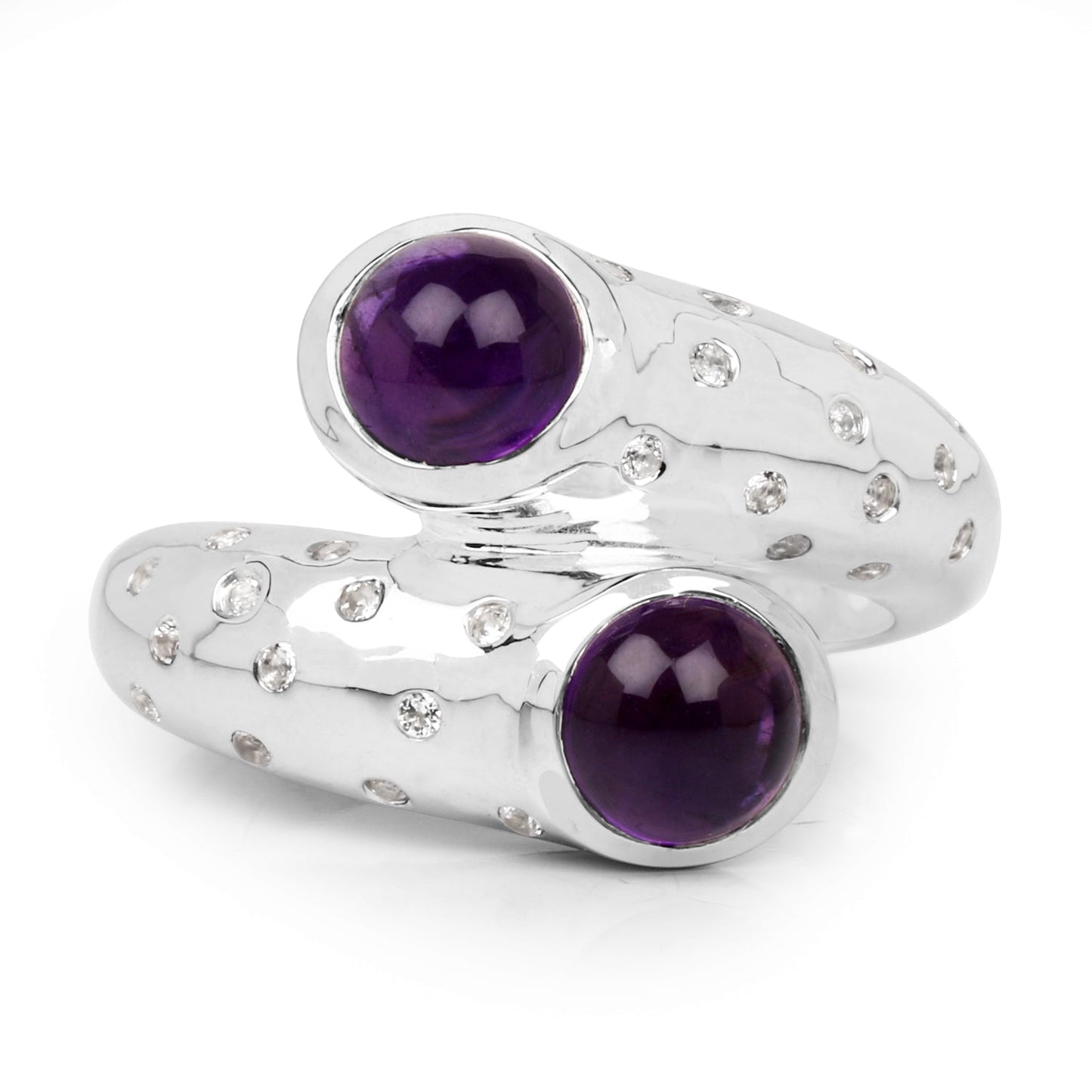 Bague en argent sterling avec améthyste de 2,31 carats et topaze blanche