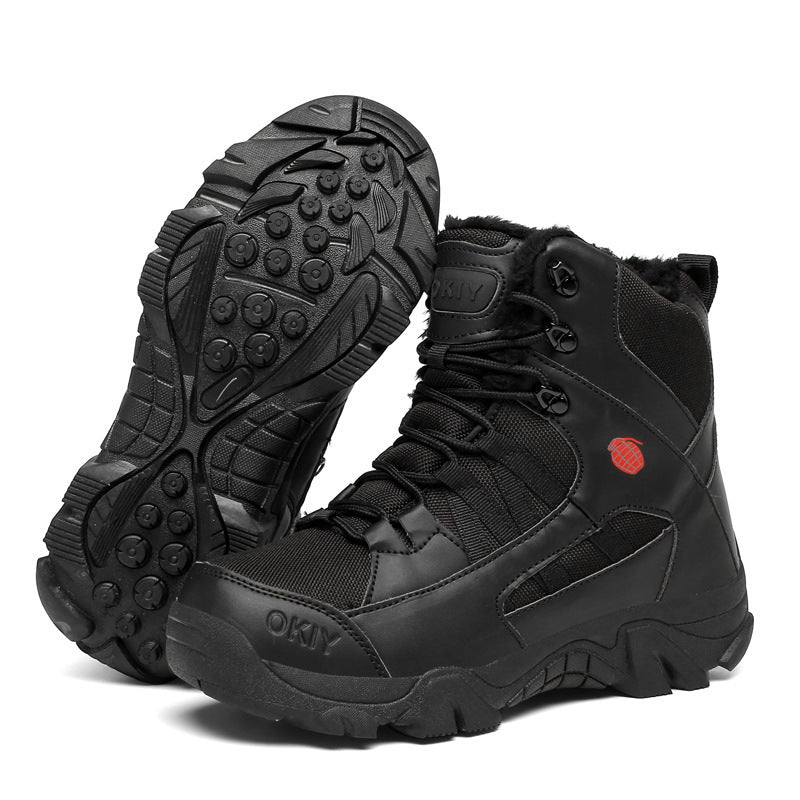 Men's Fleece-Lined Winter Combat Boots for Outdoor Adventures