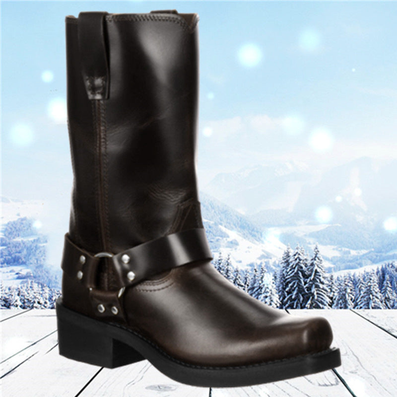 Botas Cortas de Moda para Hombres con Tacón Cuadrado