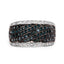 Anillo de Compromiso de Diamante Azul y Blanco de 0.80 Quilates en Plata de Ley