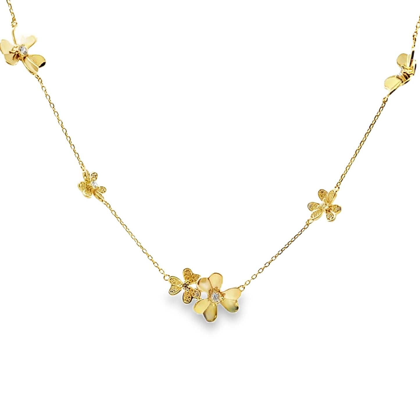 Pendentif Fleur en Zircon Cubique Authentique en Argent Sterling