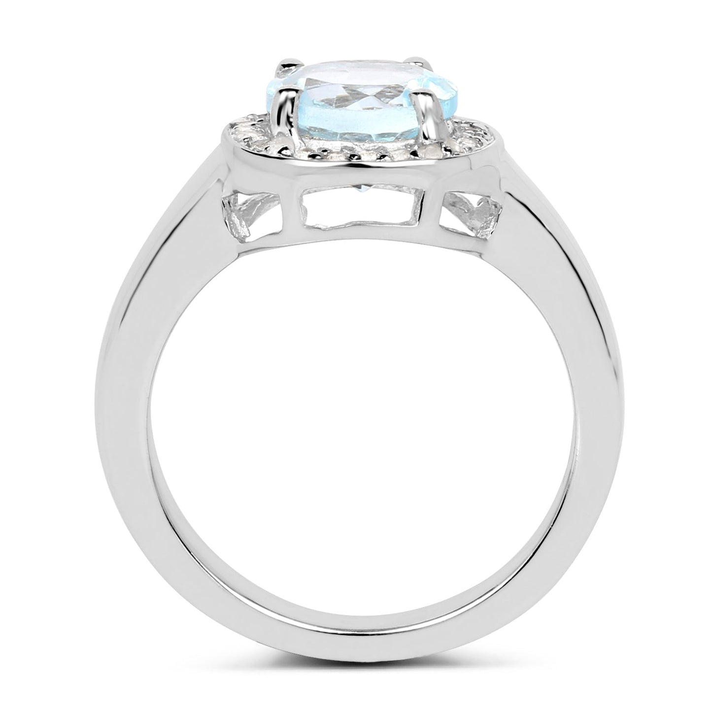 2.37 Carat Blue Topaz & White Topaz Sterling Silver Ring