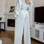 Plus Size Boat Neck Crop Top & Wide Leg Pants Set