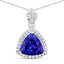 1.71 Carat Genuine Tanzanite and White Diamond Pendant in 14K White Gold
