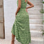 Chic Vintage V-Neck Midi Dress with Tie Waist - Effortlessly Elegant for Every Occasion - Korvel