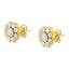 14K Yellow Gold Plated Sterling Silver Floral Diamond Stud Earrings