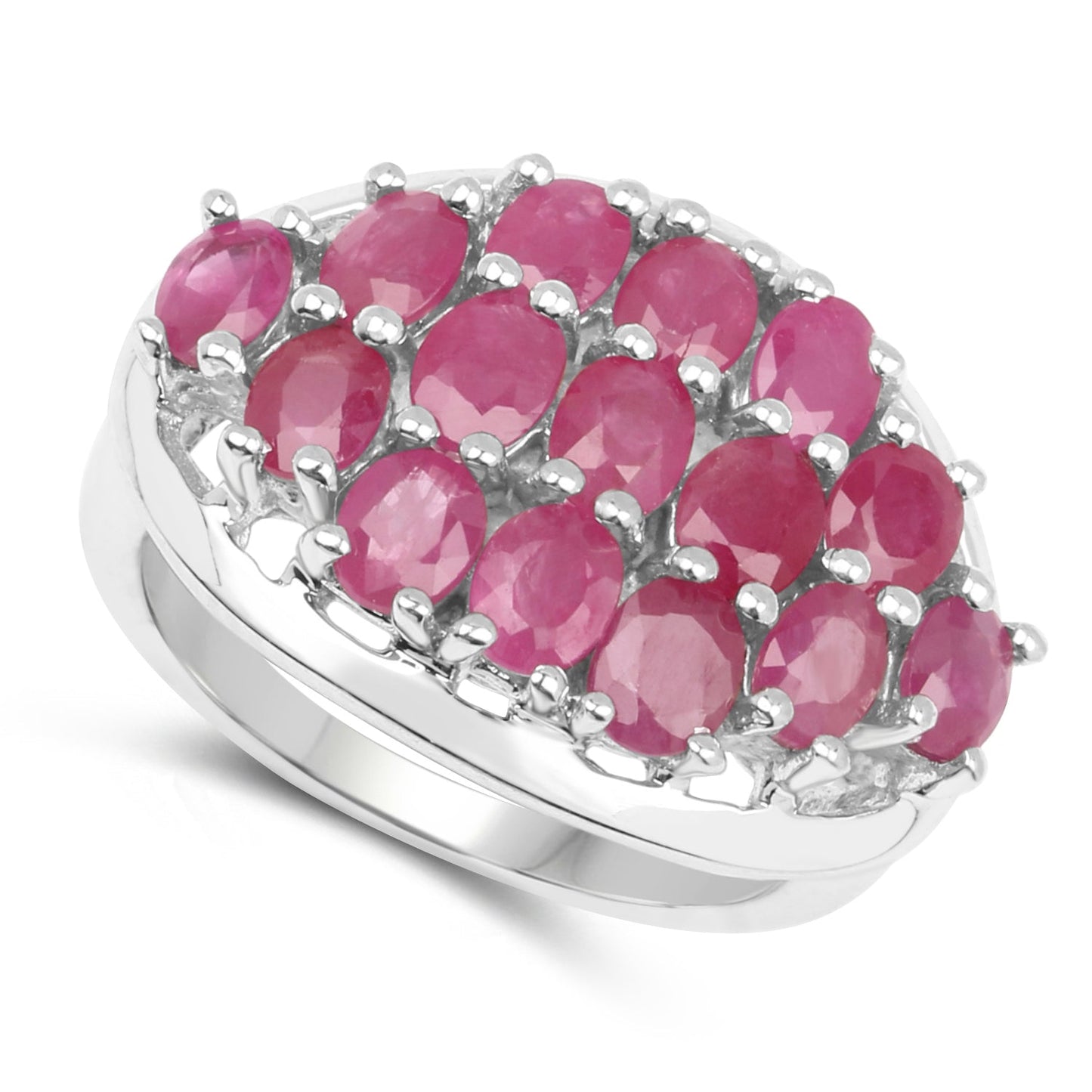 3.00 Carat Genuine Ruby Sterling Silver Engagement Ring