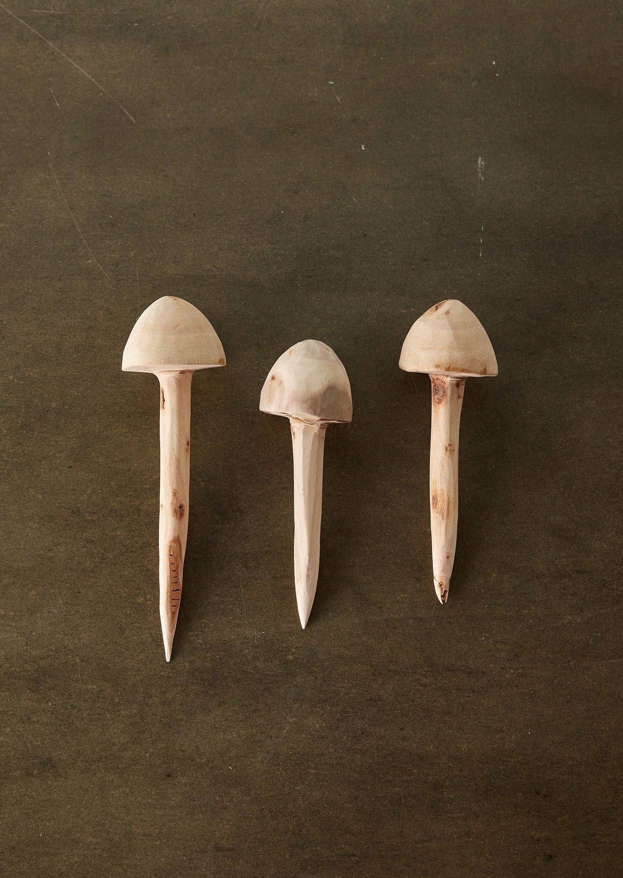 Hand-Carved Wooden Mushroom Garden Stick