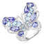 Bague en Tanzanite et Topaze Bleue Suisse de 3,60 Carats en Argent Sterling