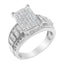 14K White Gold Mixed-Cut Diamond Rectangle Cluster Ring - Size 5