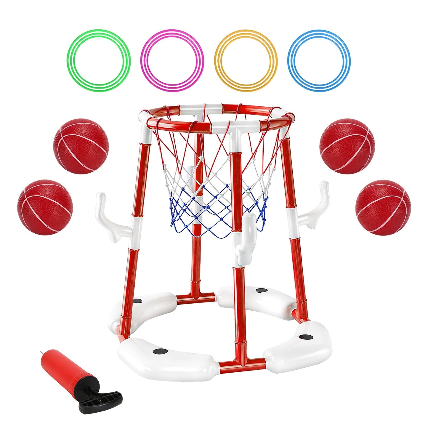 Ensemble de jouets de basket-ball pour piscine d'été avec 4 ballons de basket