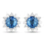 Boucles d'oreilles en saphir bleu véritable et diamants blancs de 1,87 carat