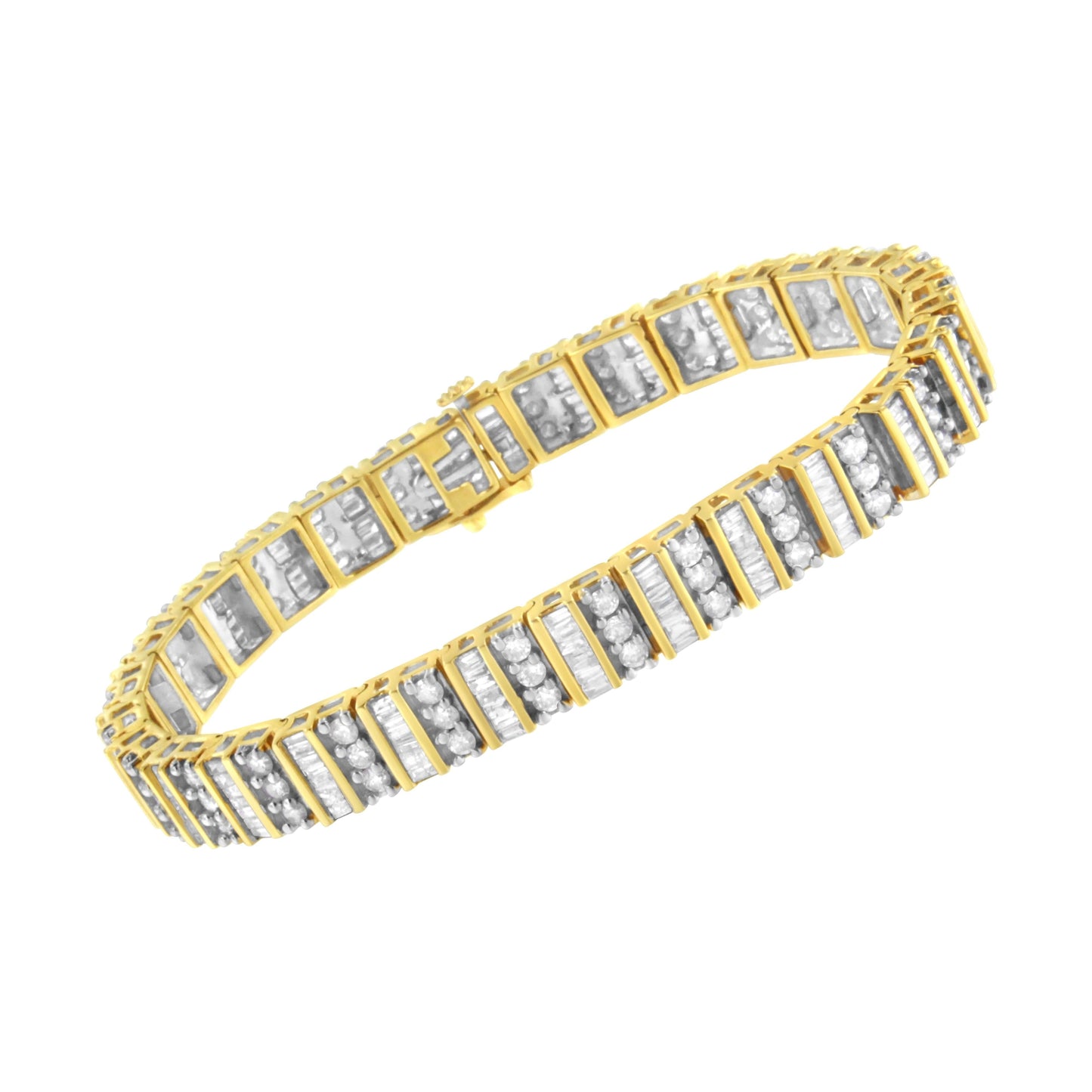 14K Yellow Gold Diamond Link Bracelet - 5.50 Cttw