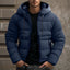 Men's Solid Color Hooded Velvet Cotton Jacket