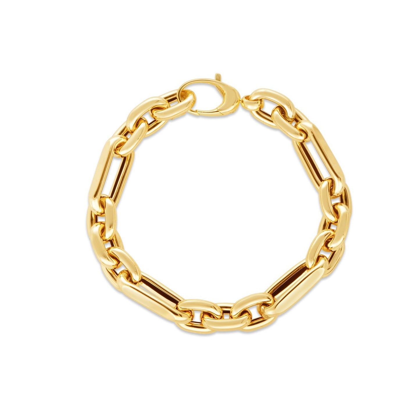 14k Yellow Gold Italian Paperclip Oval Links Bracelet