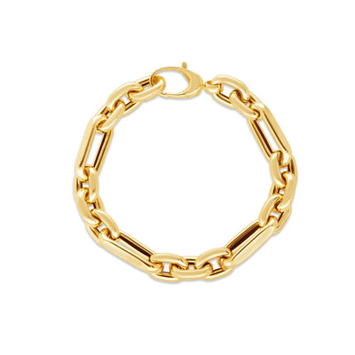 14k Yellow Gold Italian Paperclip Oval Links Bracelet