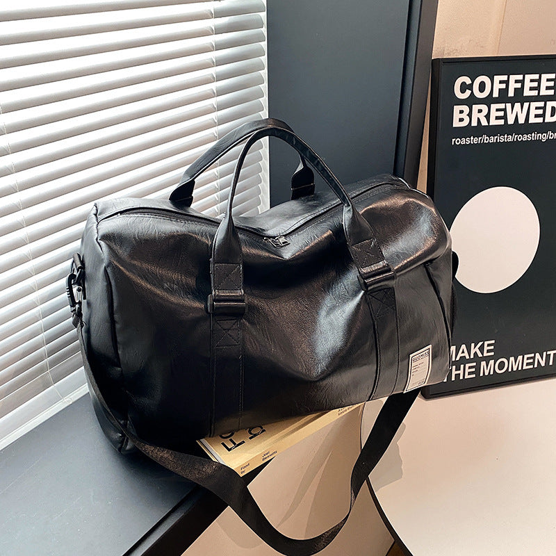 Grand Sac de Sport en Cuir Souple avec Compartiment à Chaussures