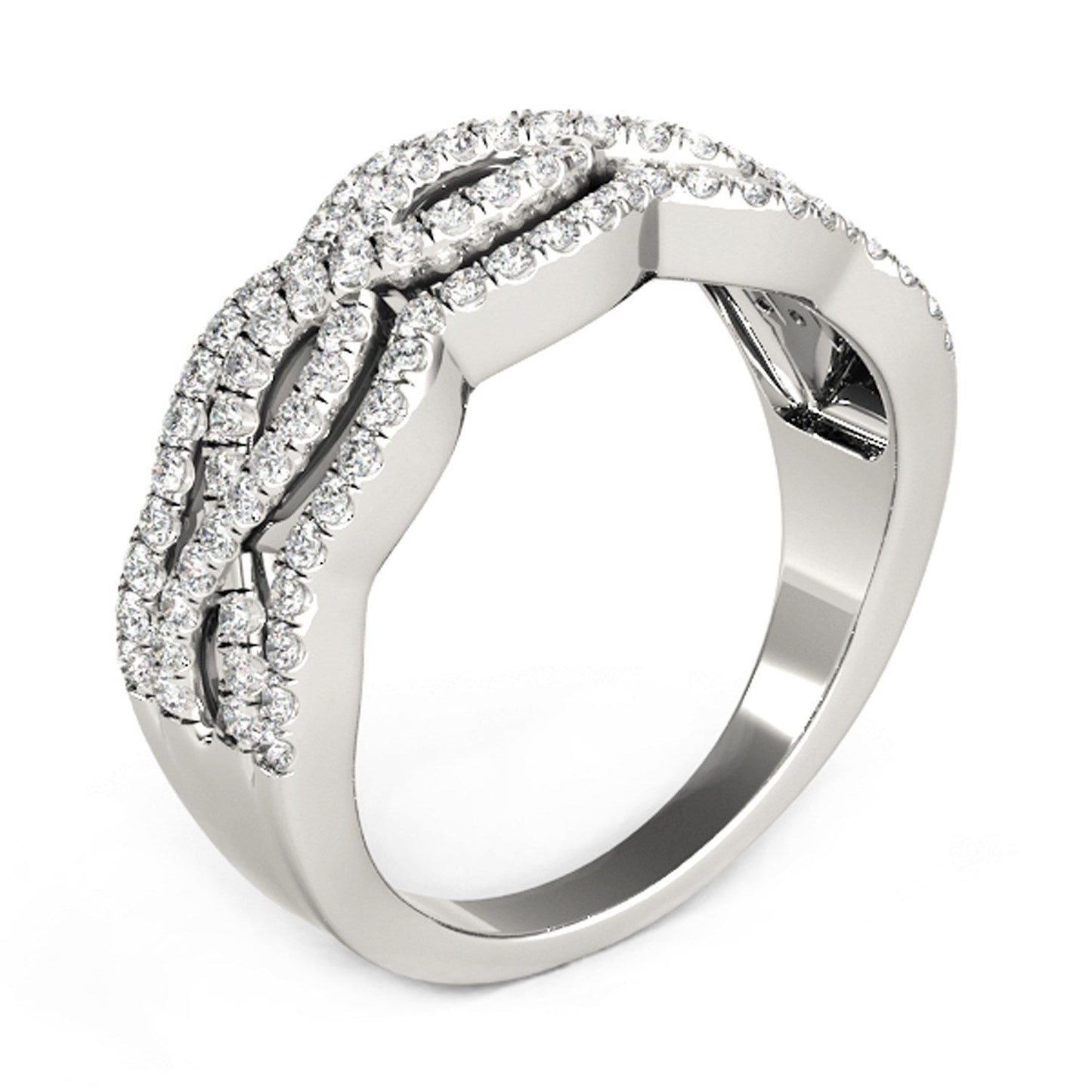 Anillo con Diamantes y Cuatro Curvas en Oro Blanco de 14k