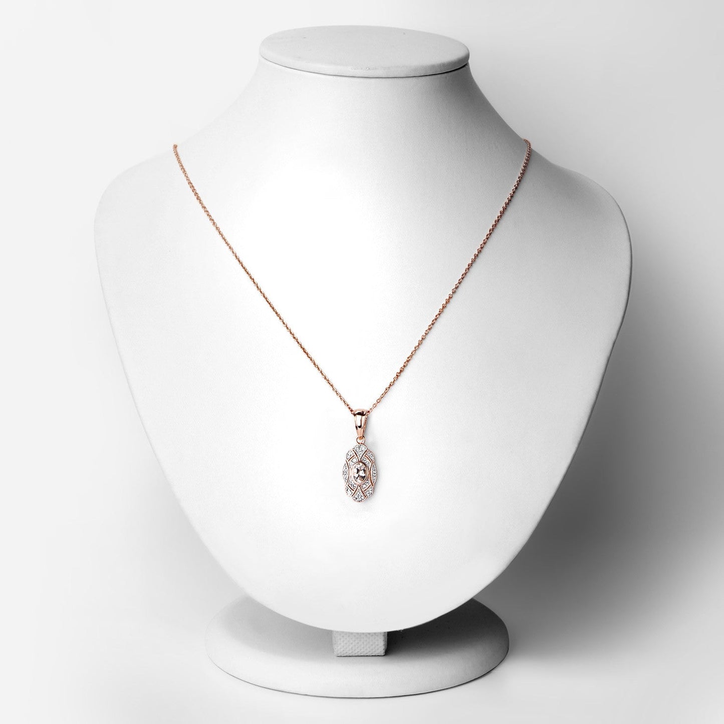 0.52 Carat Genuine Morganite and White Topaz Pendant
