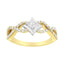Anillo de Compromiso de Diamante en Forma de Cometa y Twist de Dos Tonos de 10K
