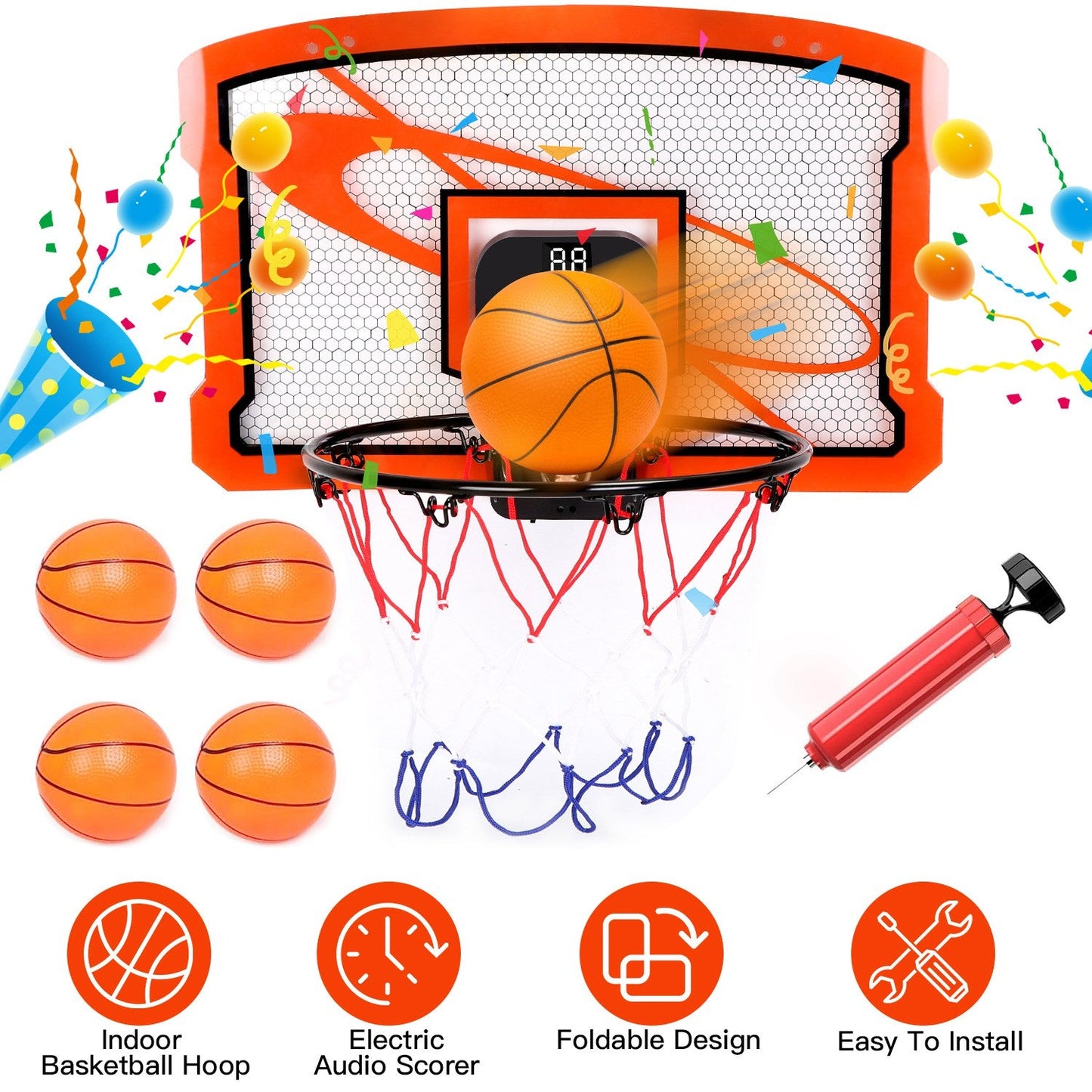 Ensemble de mini panier de basketball intérieur Gbruno avec marqueur audio