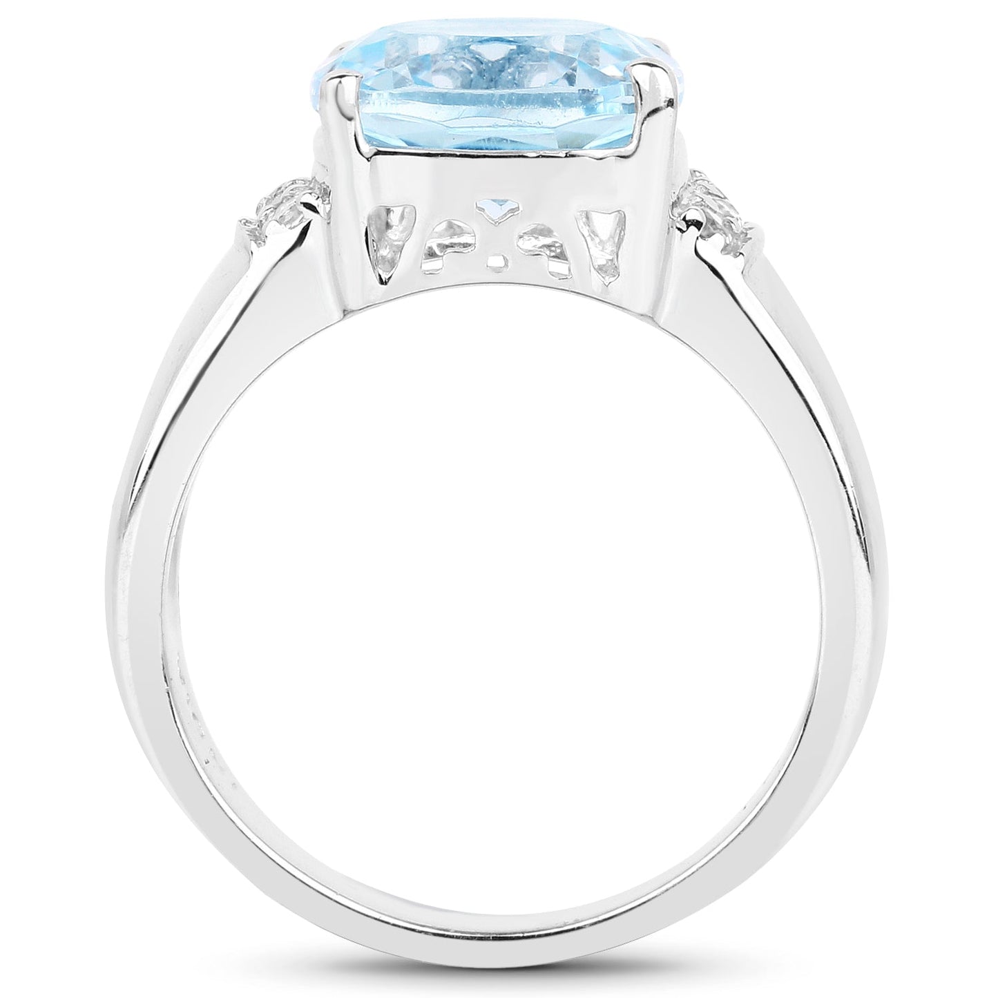 Bague en argent sterling avec topaze bleue et topaze blanche de 4,58 carats