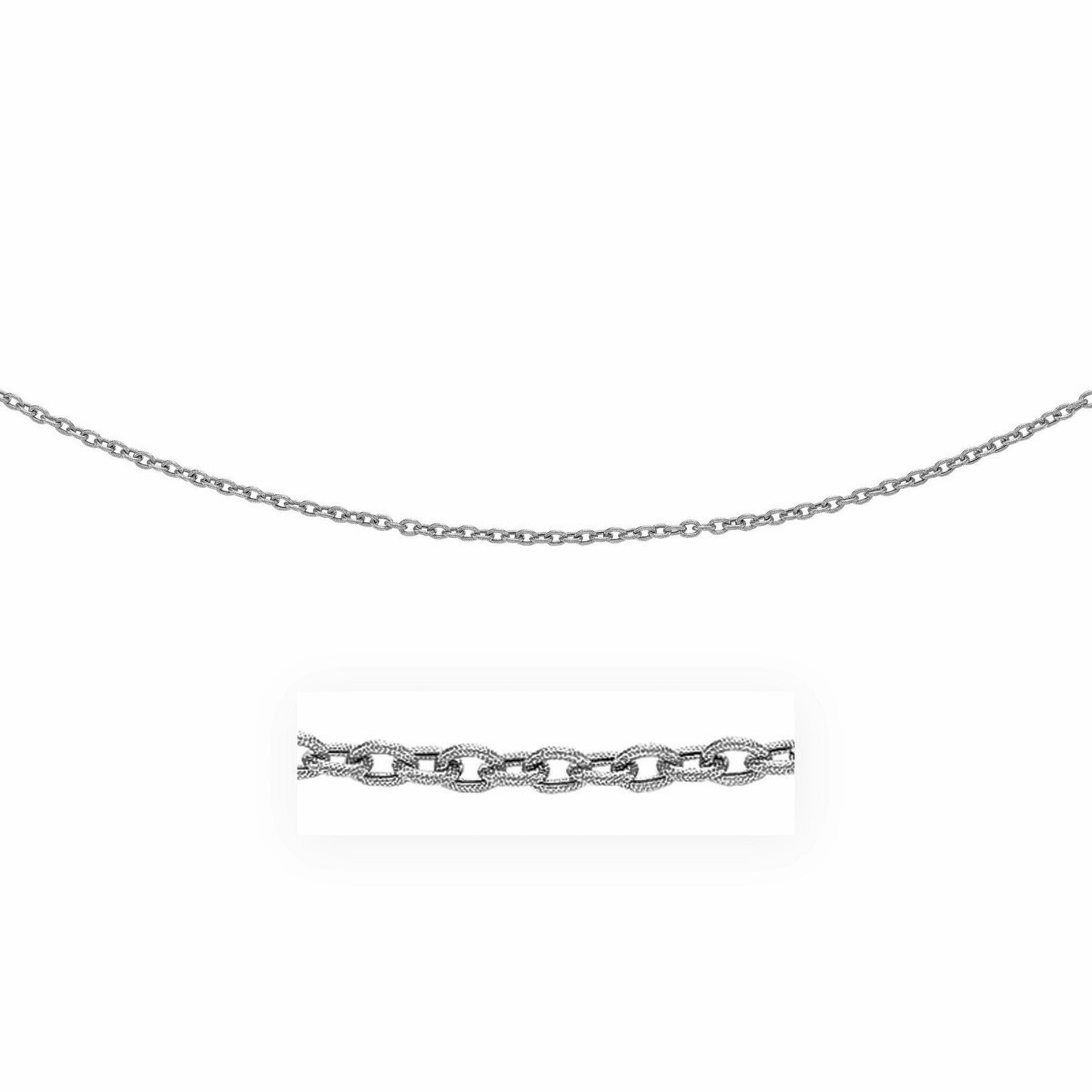 14k White Gold Textured Pendant Chain - 3.5mm