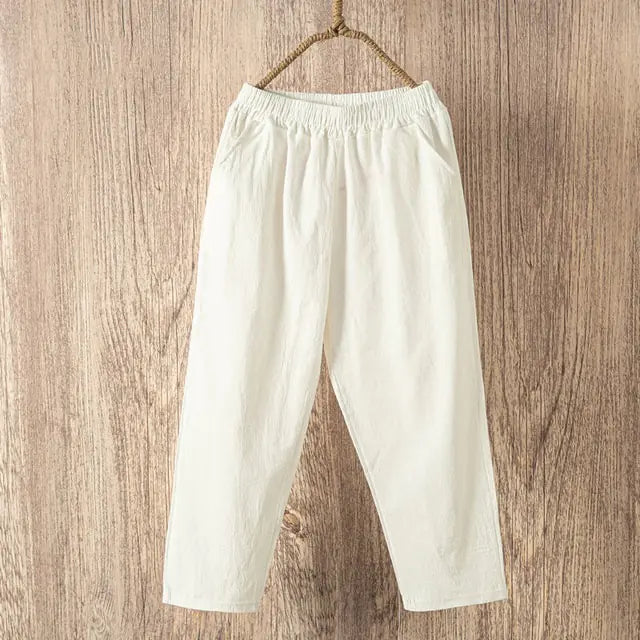 Pantalones de Algodón y Lino Casual Lucyever para Mujeres