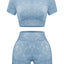 OLCHEE Women's Seamless Acid Wash Yoga Set - Coffee, Small