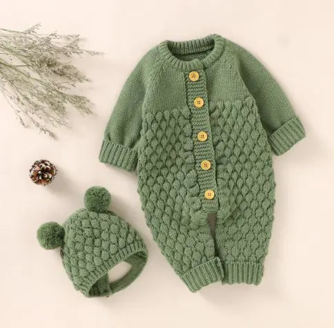Cozy Winter Knitted Baby One-Piece