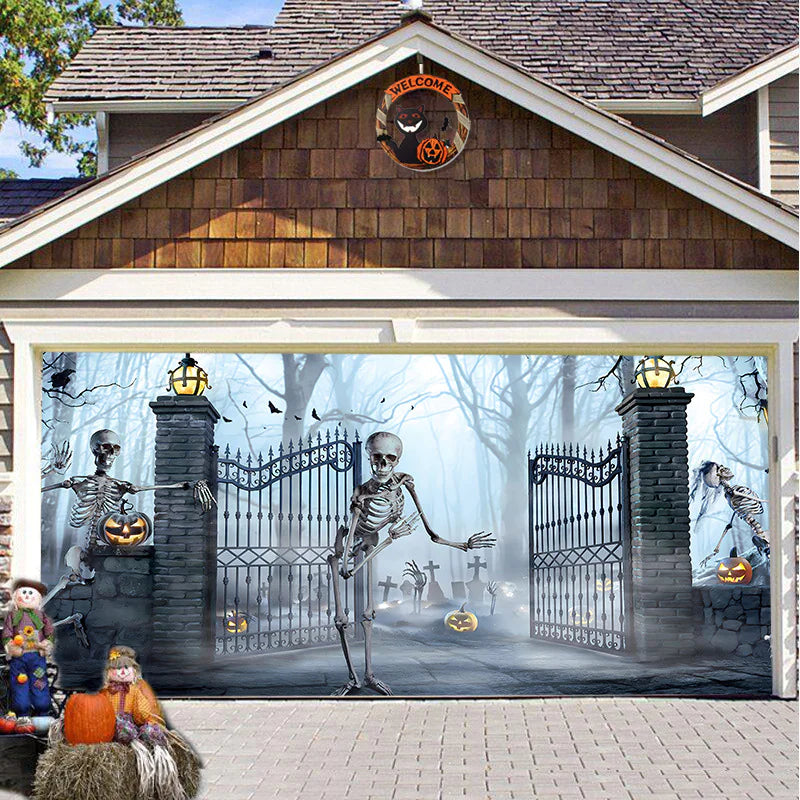 Banner de puerta de garaje Halloween Bosque Nebuloso