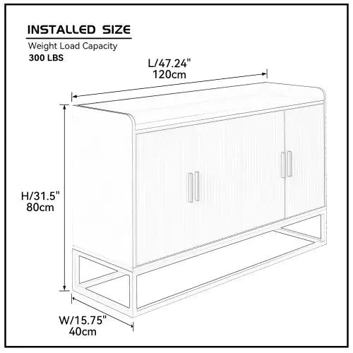 Moderno Buffet de Almacenamiento Blanco Brillante con Patas de Metal