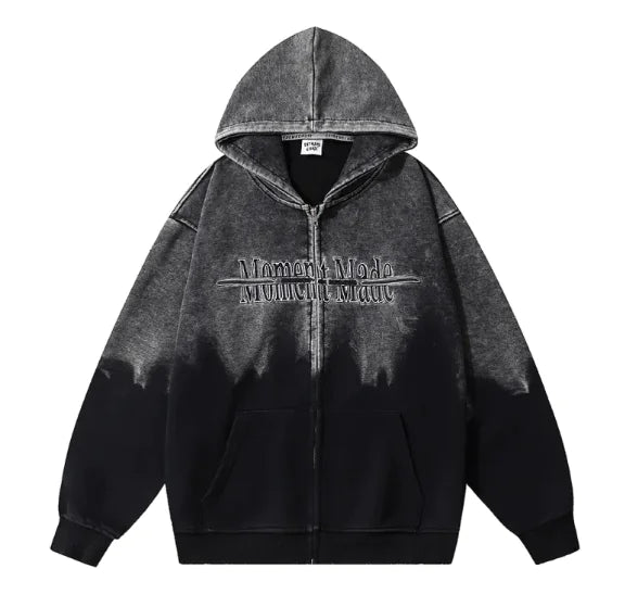 Chaqueta con Capucha de Letras en Gradiente de Inyección para Hombre