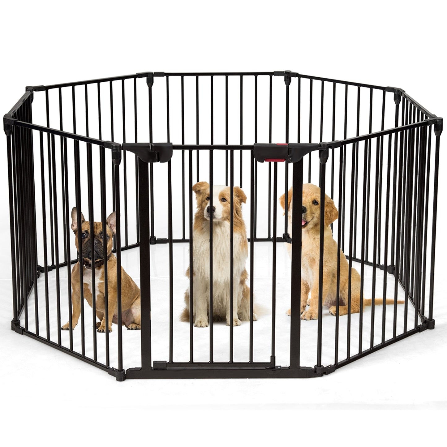 Adjustable Panel Baby Safe Metal Gate Play Yard - Black
