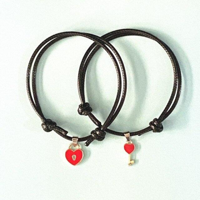 Ensemble de Bracelets Charms Cadenas Cœur pour Couples