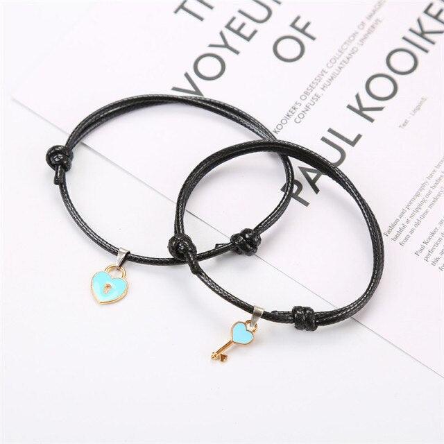 Ensemble de Bracelets Charms Cadenas Cœur pour Couples