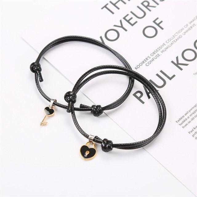 Ensemble de Bracelets Charms Cadenas Cœur pour Couples