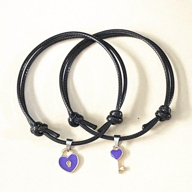 Ensemble de Bracelets Charms Cadenas Cœur pour Couples