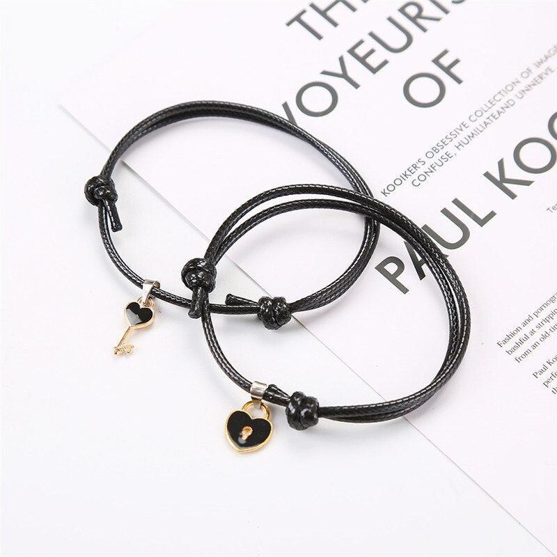 Ensemble de Bracelets Charms Cadenas Cœur pour Couples