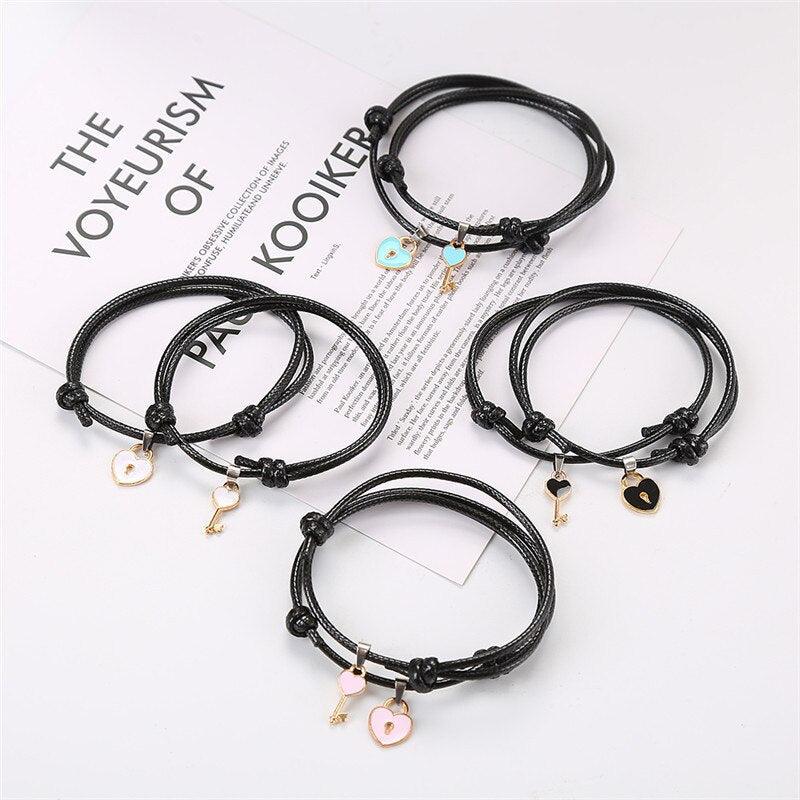 Ensemble de Bracelets Charms Cadenas Cœur pour Couples