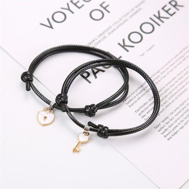 Ensemble de Bracelets Charms Cadenas Cœur pour Couples
