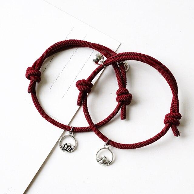 Bracelets de Couple Magnétiques - Pendentifs Tressés Ajustables